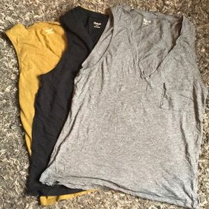 Lot of 3 Madewell whisper cotton v neck tanks.